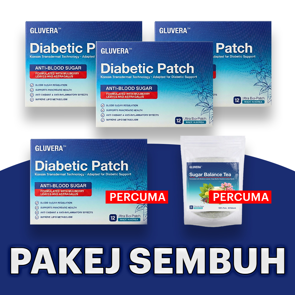 PAKEJ SEMBUH ( 3 KOTAK GLUVERA DIABETIC PATCH + FREE 1 KOTAK GLUVERA DIABETIC PATCH )